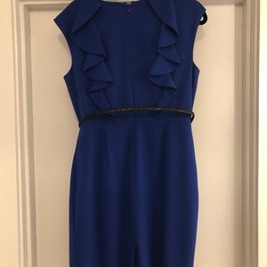 Calvin Klein size 12 blue dress with black metallic waist belt. Worn once.